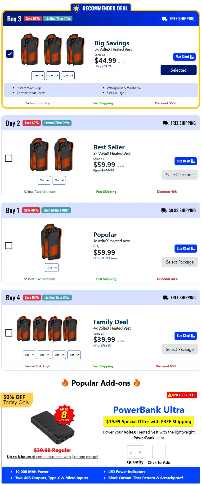 voltex Heated Vest secure checkout page